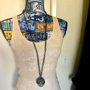 Iridescent clear crystal ball necklace